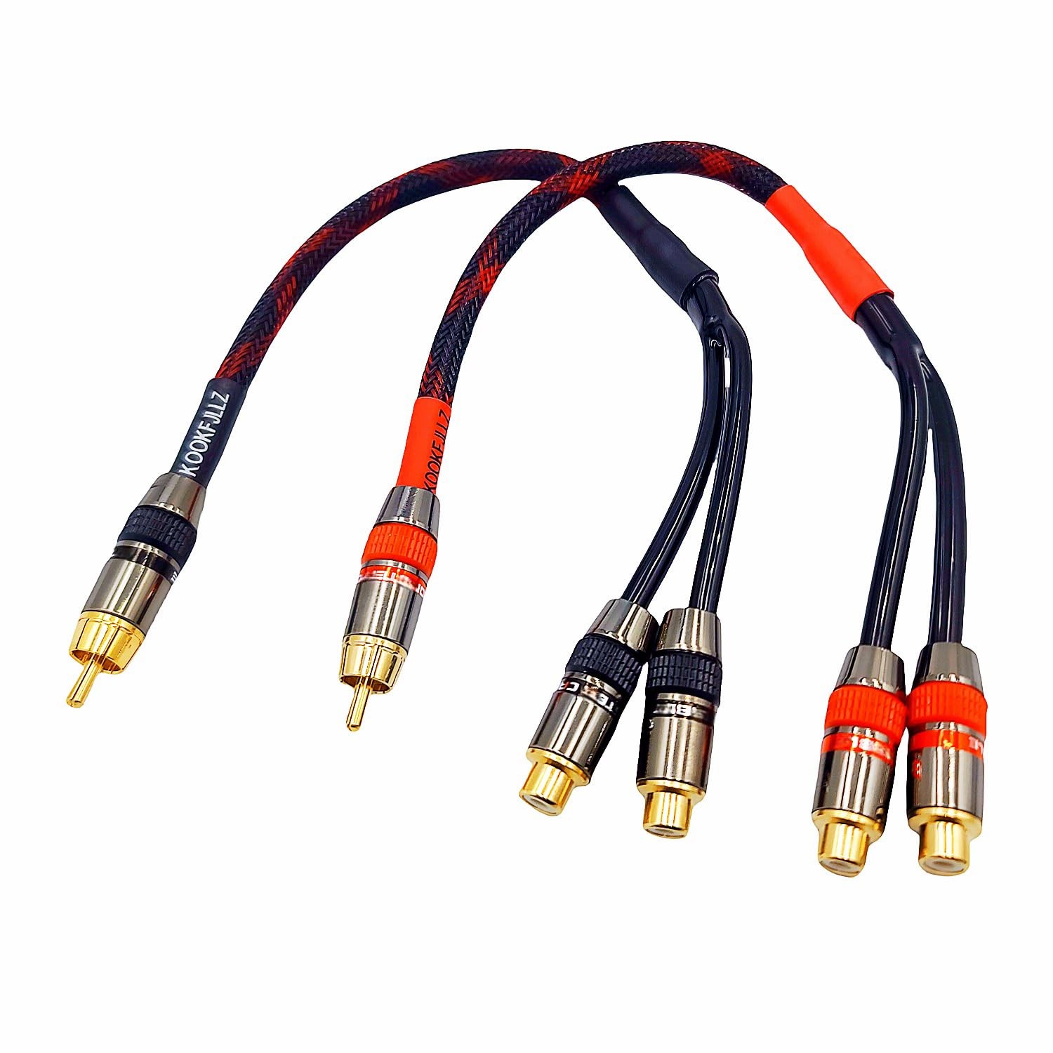 KOOKFJLLZ Premium RCA Splitter Cable - 24K Gold Plated 1 Male to 2 1 feet