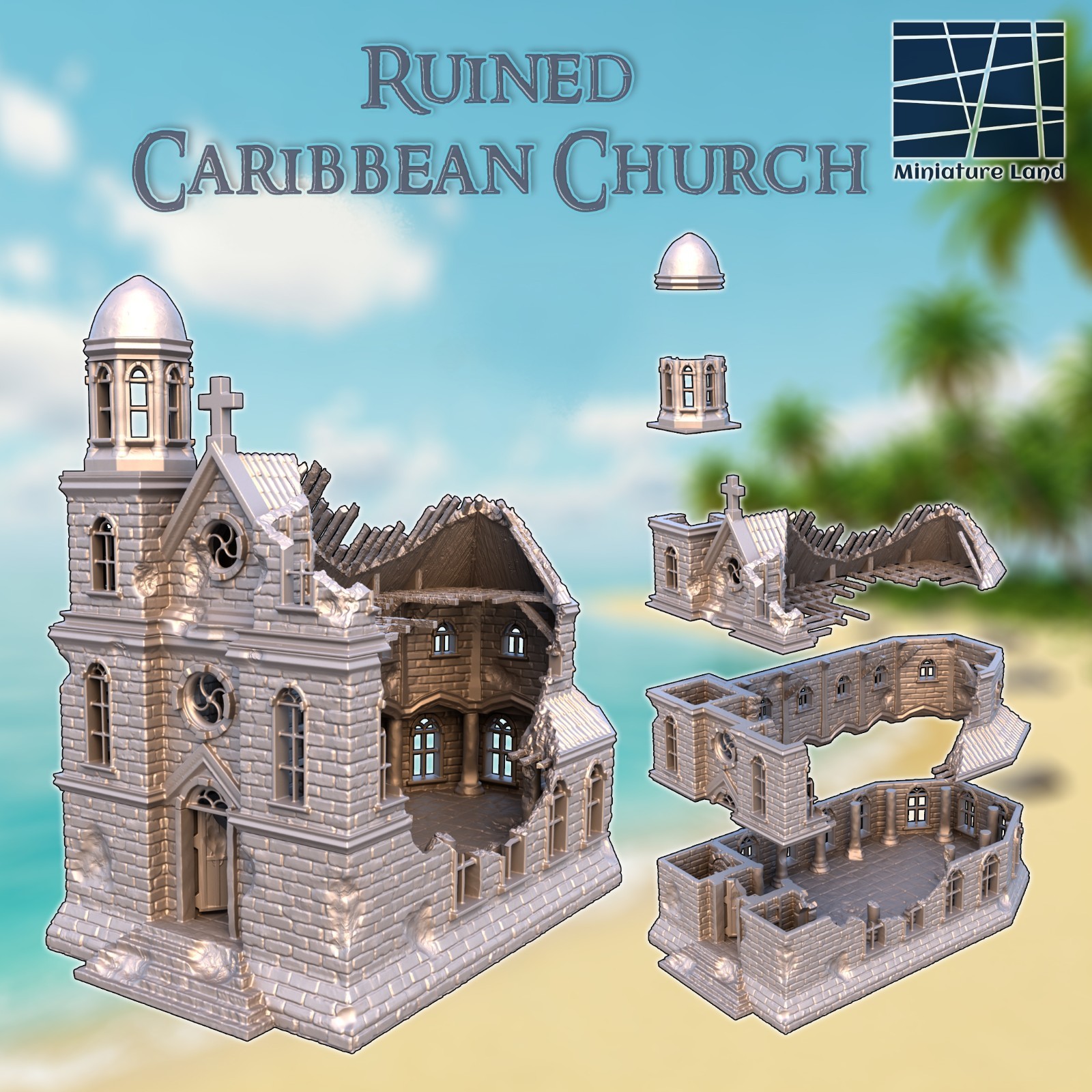 Ruined Colonial Spanish Church 28mm Caribbean Pirate Terrain Blood & Plunder