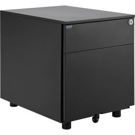 Interion Low Height 2 Drawer Pedestal Black  Industrial 812233 Steel