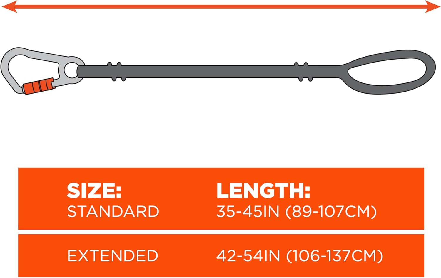 - 19002 Squids 3100 Tool Lanyard with Single Carabiner and Adjustable Loop End,