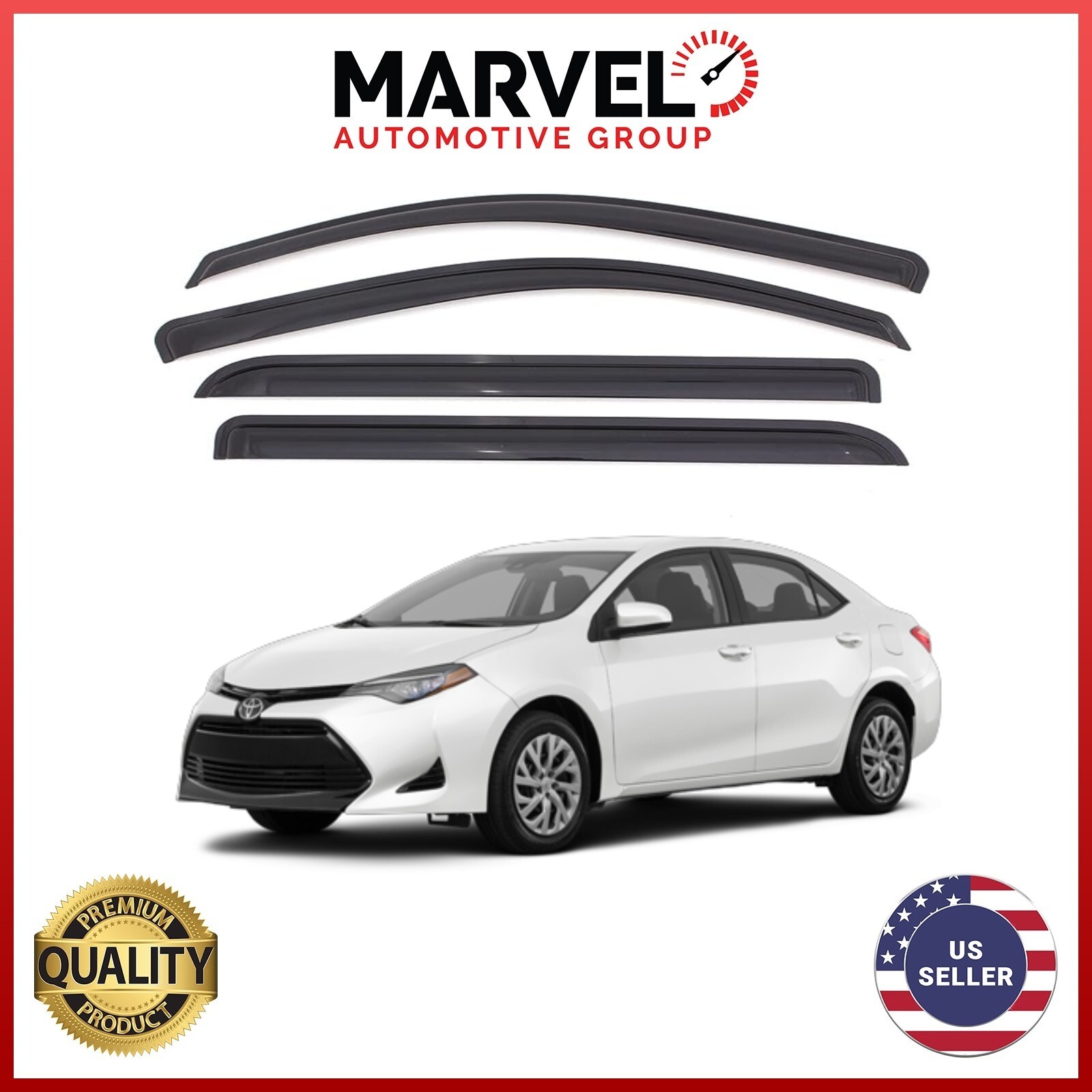 For Toyota Corolla 2014-2019 Black Window Vent Visor Rain Guard Deflectors