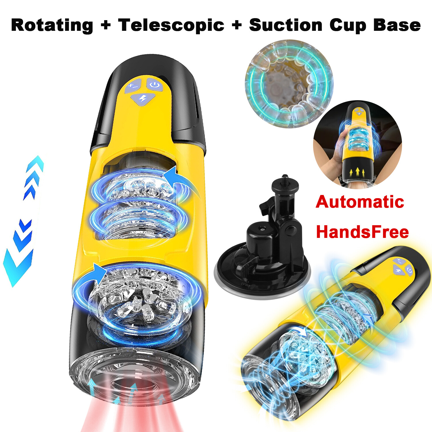 Male HandsFree Rotating Cup Thrusting Stroker Automatic Masturbaters Lubricants