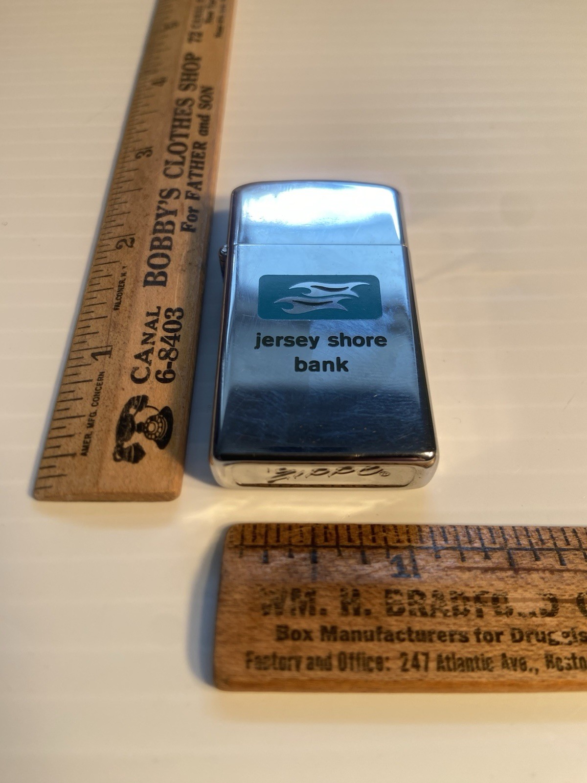 SLIM UNFIRED ZIPPO LIGHTER JERSEY SHORE BANK