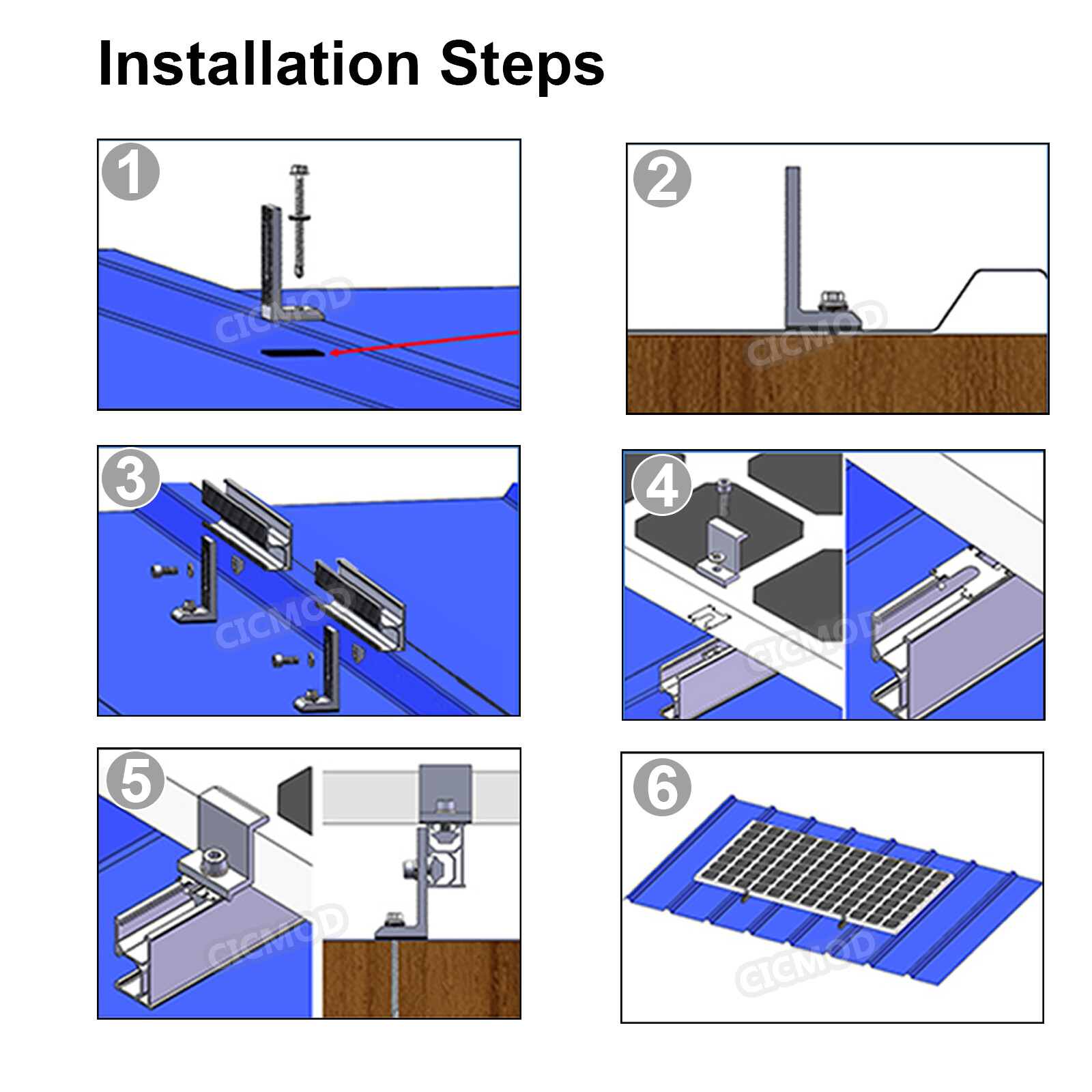 Solar Panel Brackets Roof Mounting Bracket Kit Universal For 1-4pcs Solar Panels