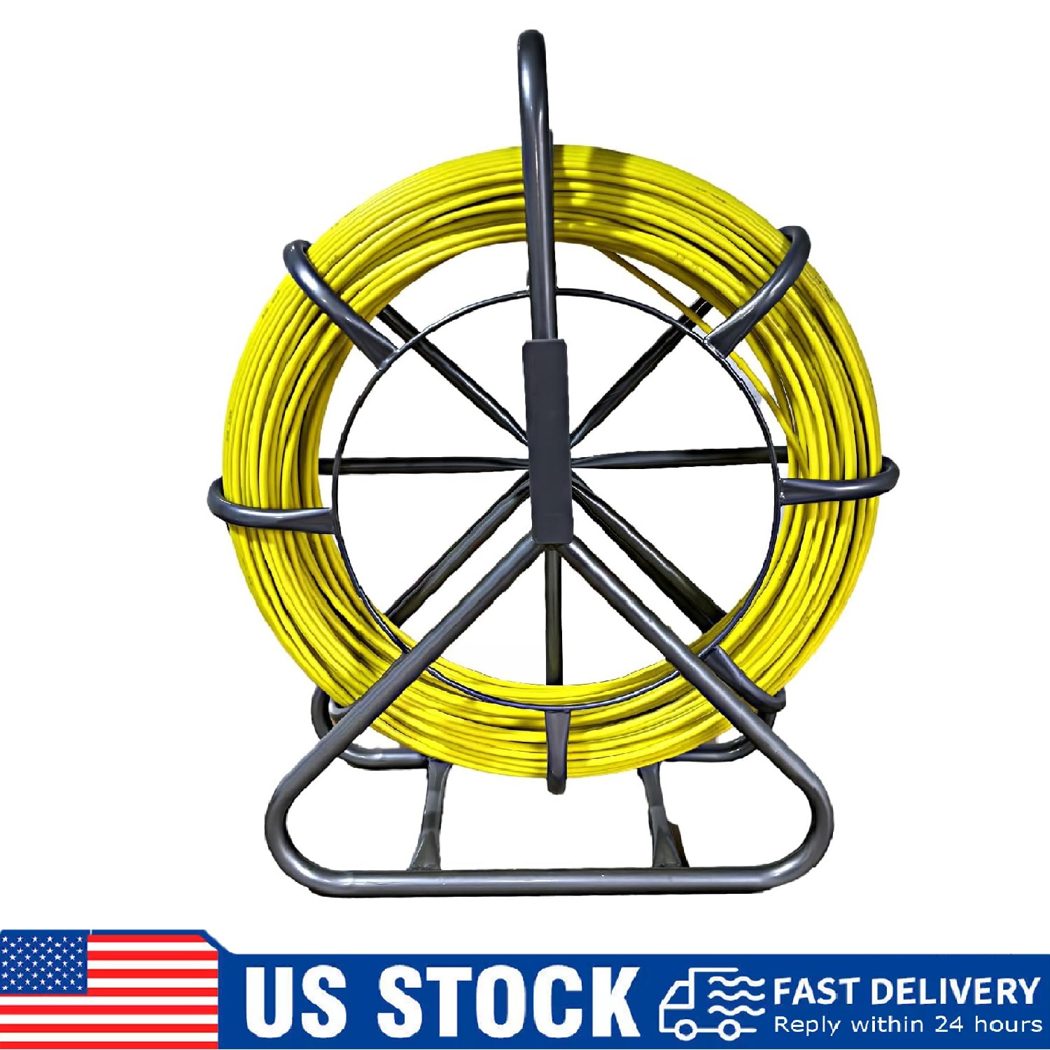 Fish Tape Puller Fiberglass 1/4" x 656 ft Wire Cable Puller Running Duct Rodder