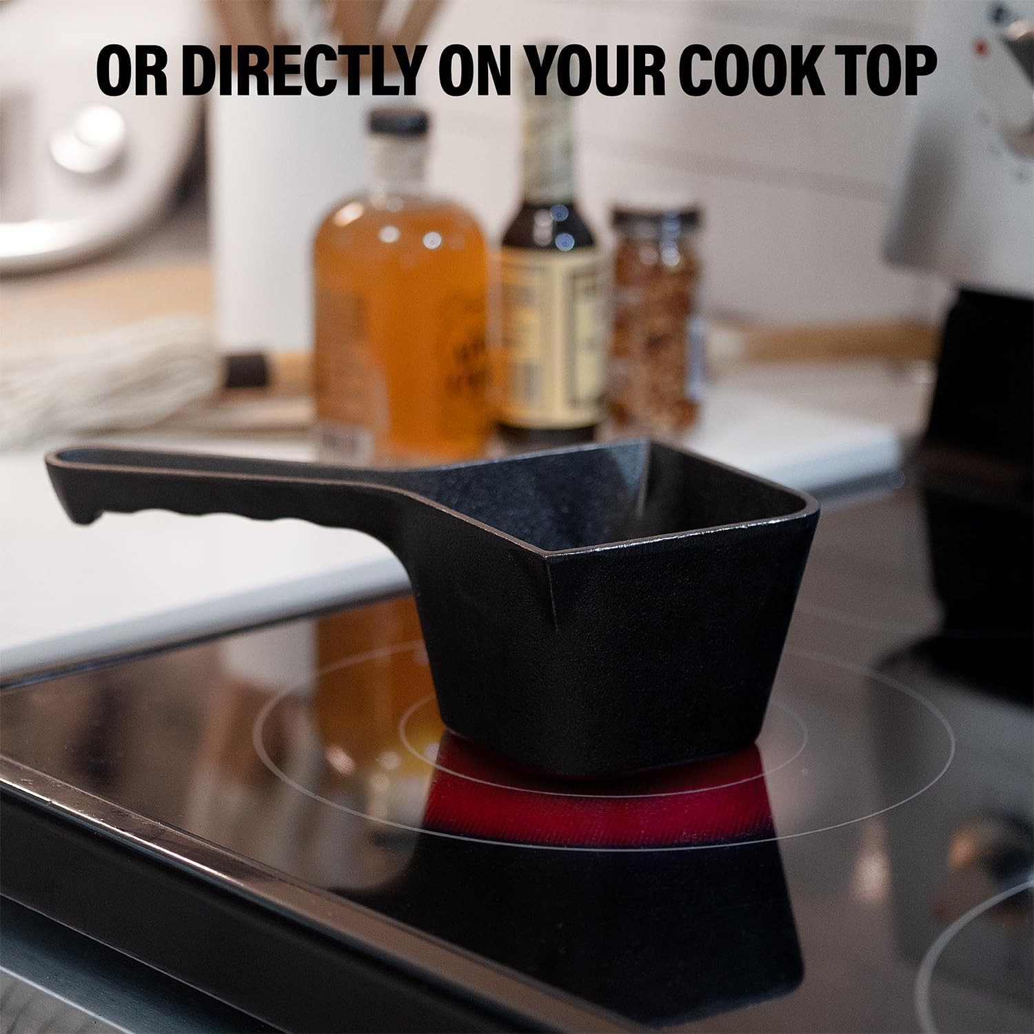 Cast Iron Sauce Pot with BBQ Mop Brush – Small Basting & Mop...