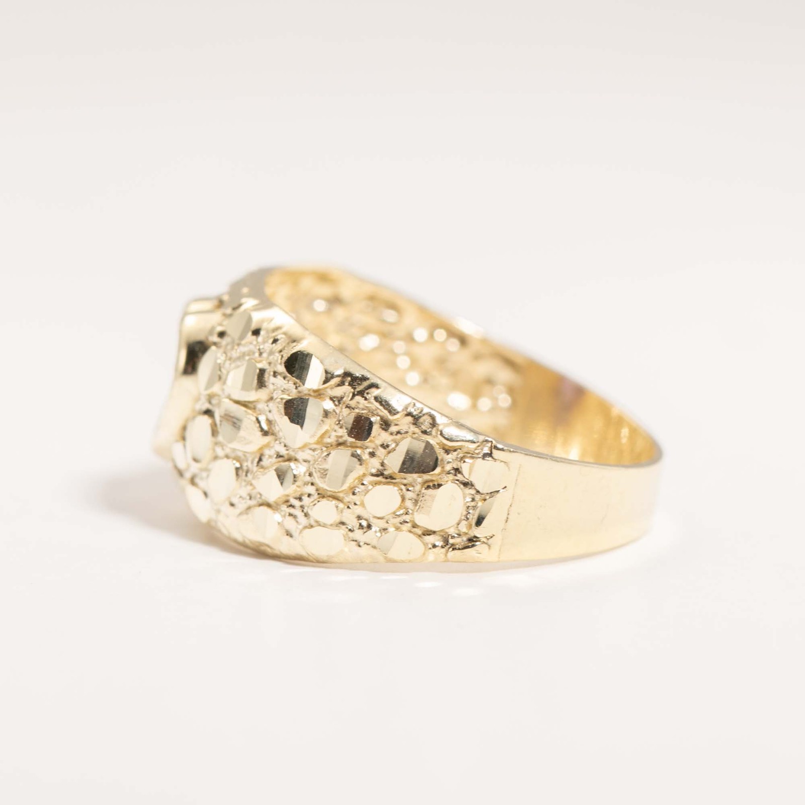Solid 10K Gold Colorful Heart Nugget Ring Yellow Gold