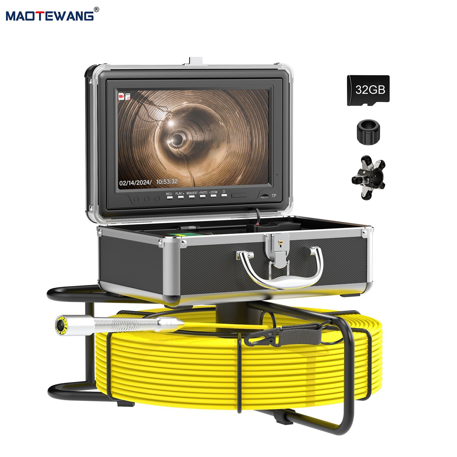 10" Sewer Pipe Inspection Camera w/ Meter Counter 7mm Cable Video Borescope 50M