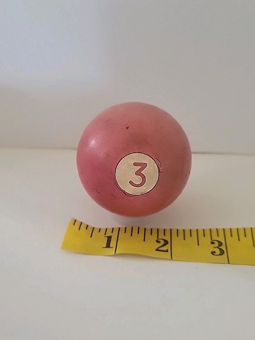 Vintage No. 3 Solid Red Pool Ball Billiard 2" Replacement (D)