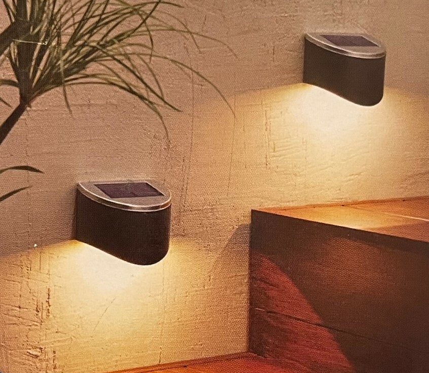 2 Hampton Bay Solar LED Deck Lights - Brushed Nickel & Black - 1004 670 405