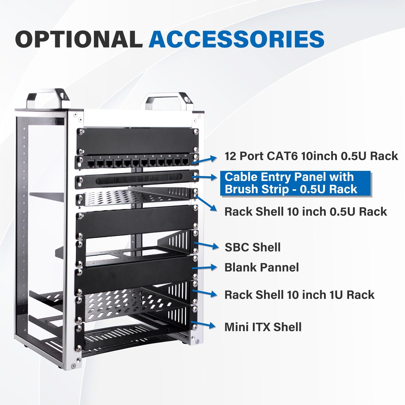 0.5U Brush Cable Manager Rack Mount Management Panel 10 Inch Server DeskPi