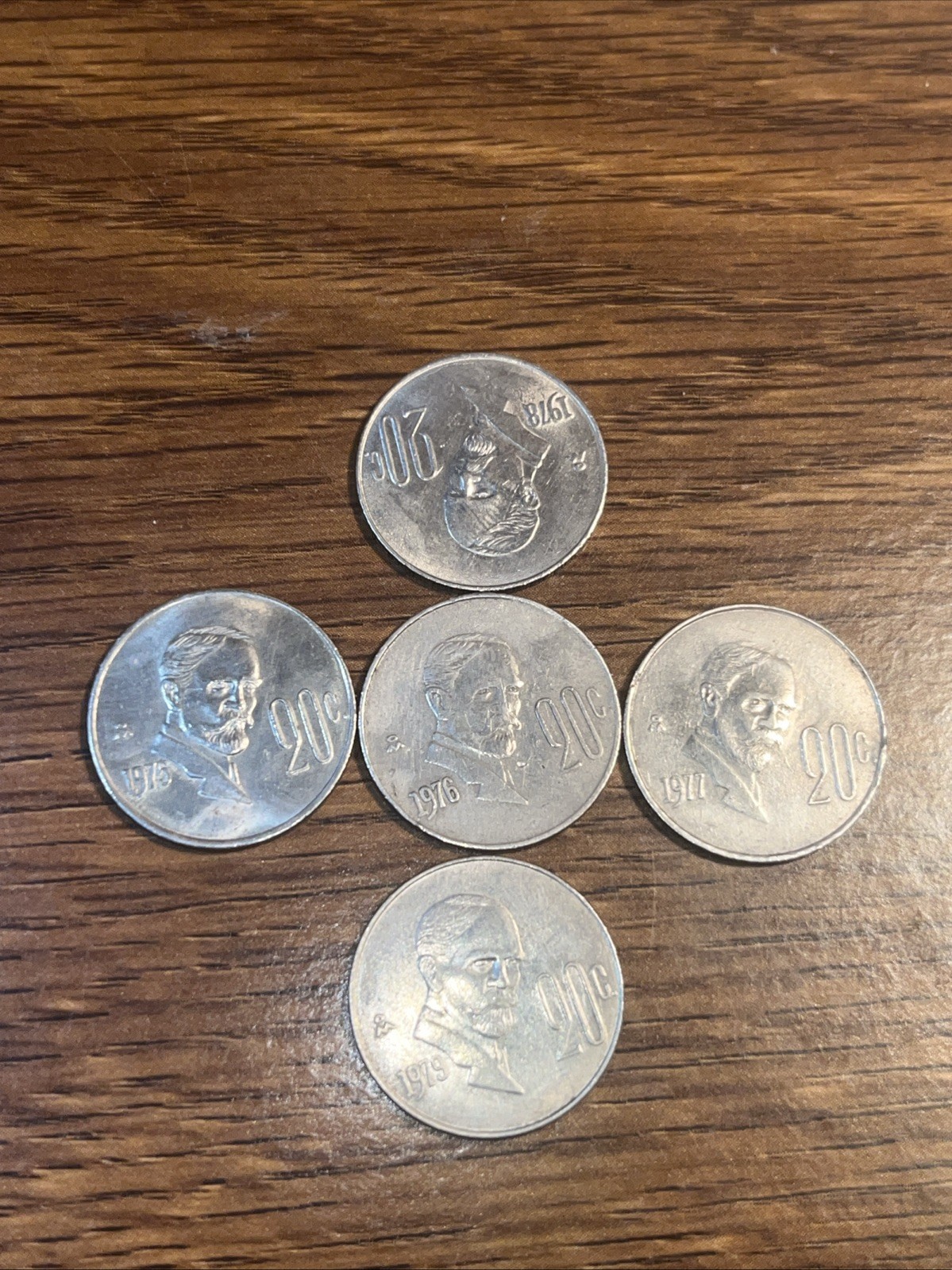 5-Mexico 20 Centavos  -1975, 76, 77, 78, 1979 Francisco I. Madero Mexico