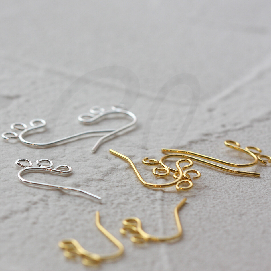 4 Pieces Plated Solid Brass Earring Hook-Earring Component 20x12mm (4538C)