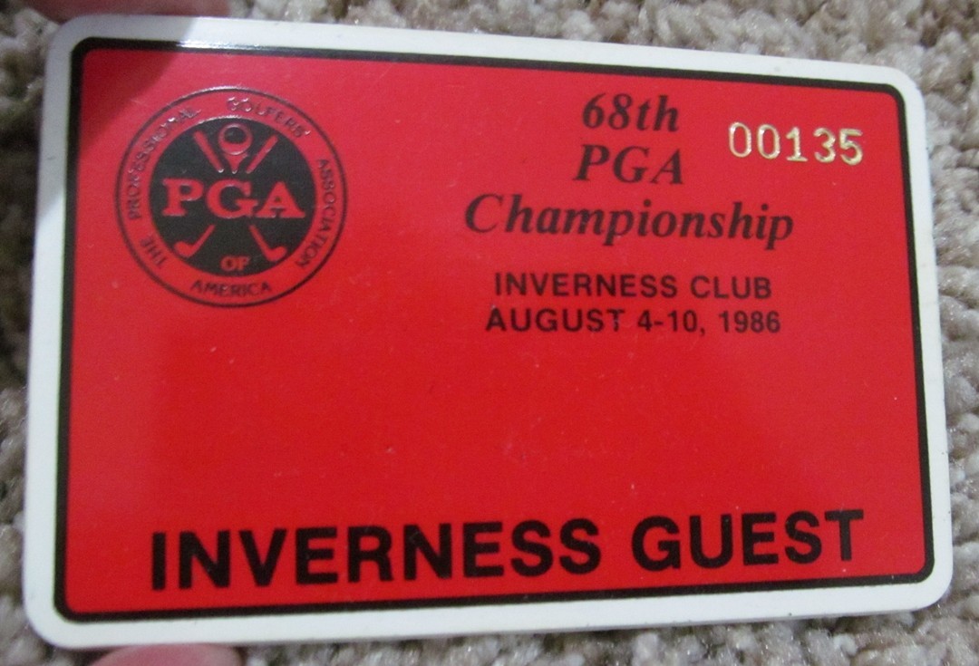1986 PGA CHAMPIONSHIP INVERNESS GUEST BADGE-INVERNESS-OOSTERHUIS ESTATE
