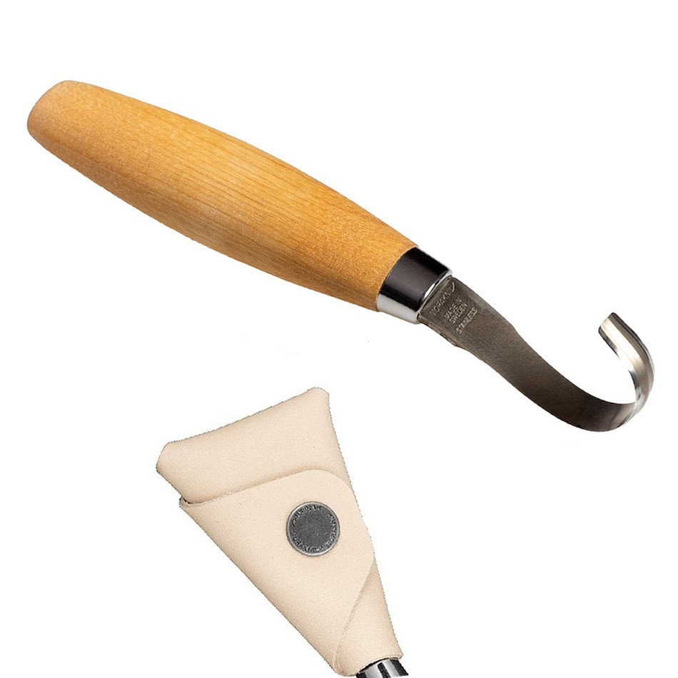 Mora 162S Stainless Steel Double Edge spoon bowl carving tool with Mora sheath