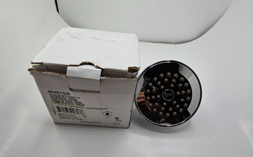 CFG 46401GR Edgestone Round Showerhead 1.75 gpm Fixed Flow Rate Chrome Finish