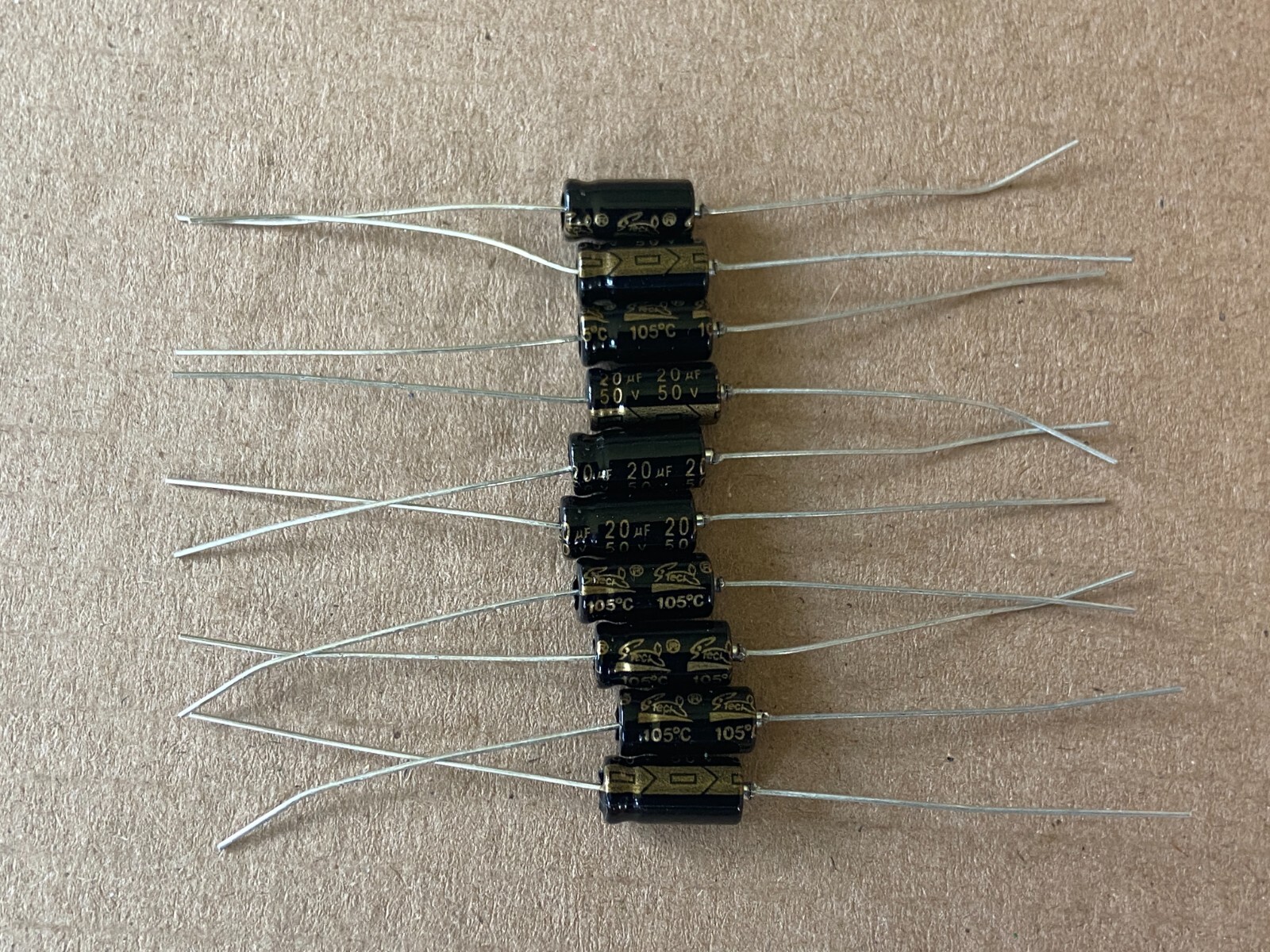 Axial Electrolytic Capacitor, 20uF, 50V - Lot of 10