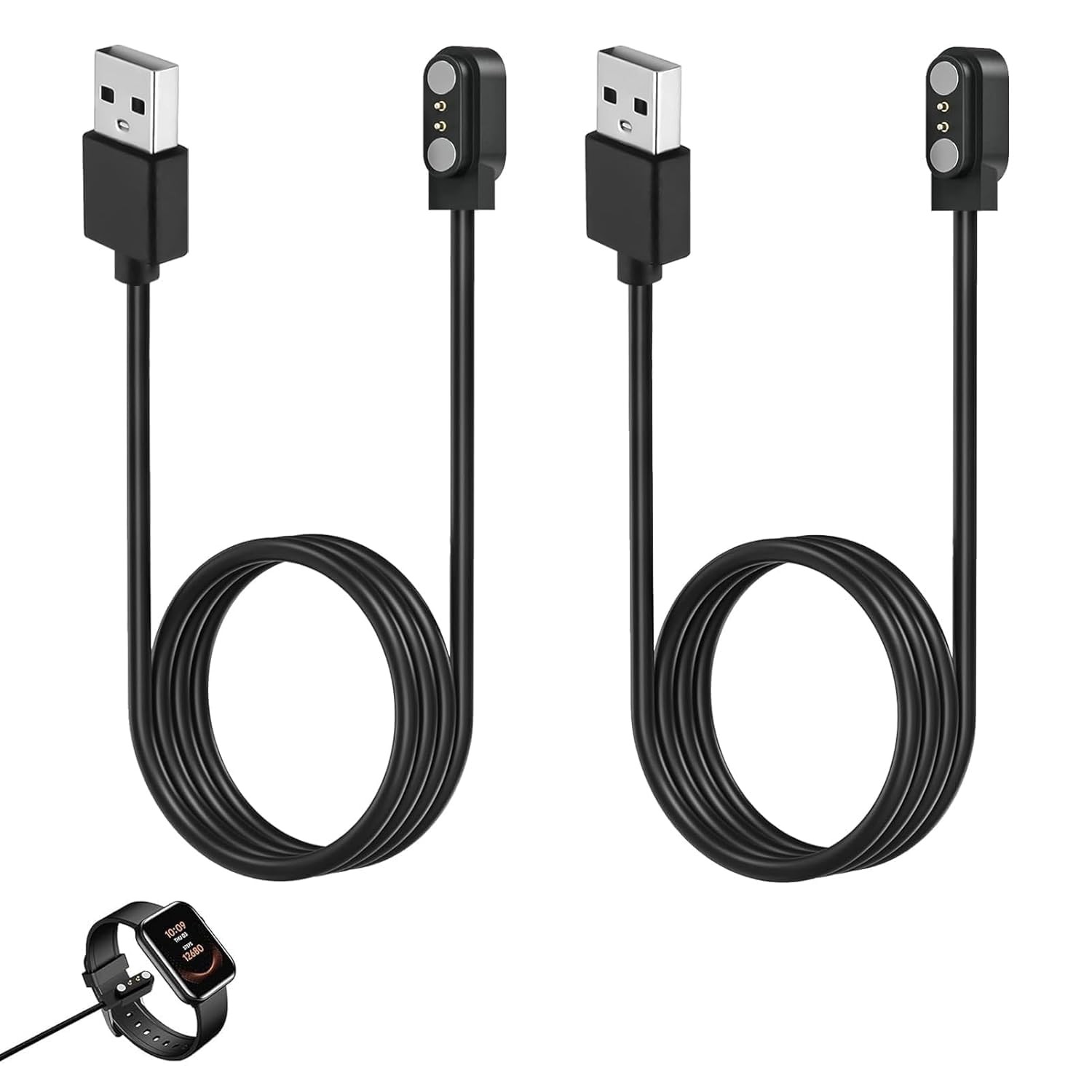 2 Pcs Universal Smart Watch Charger, 2-Pin 2.84 mm Magnetic USB Charging...