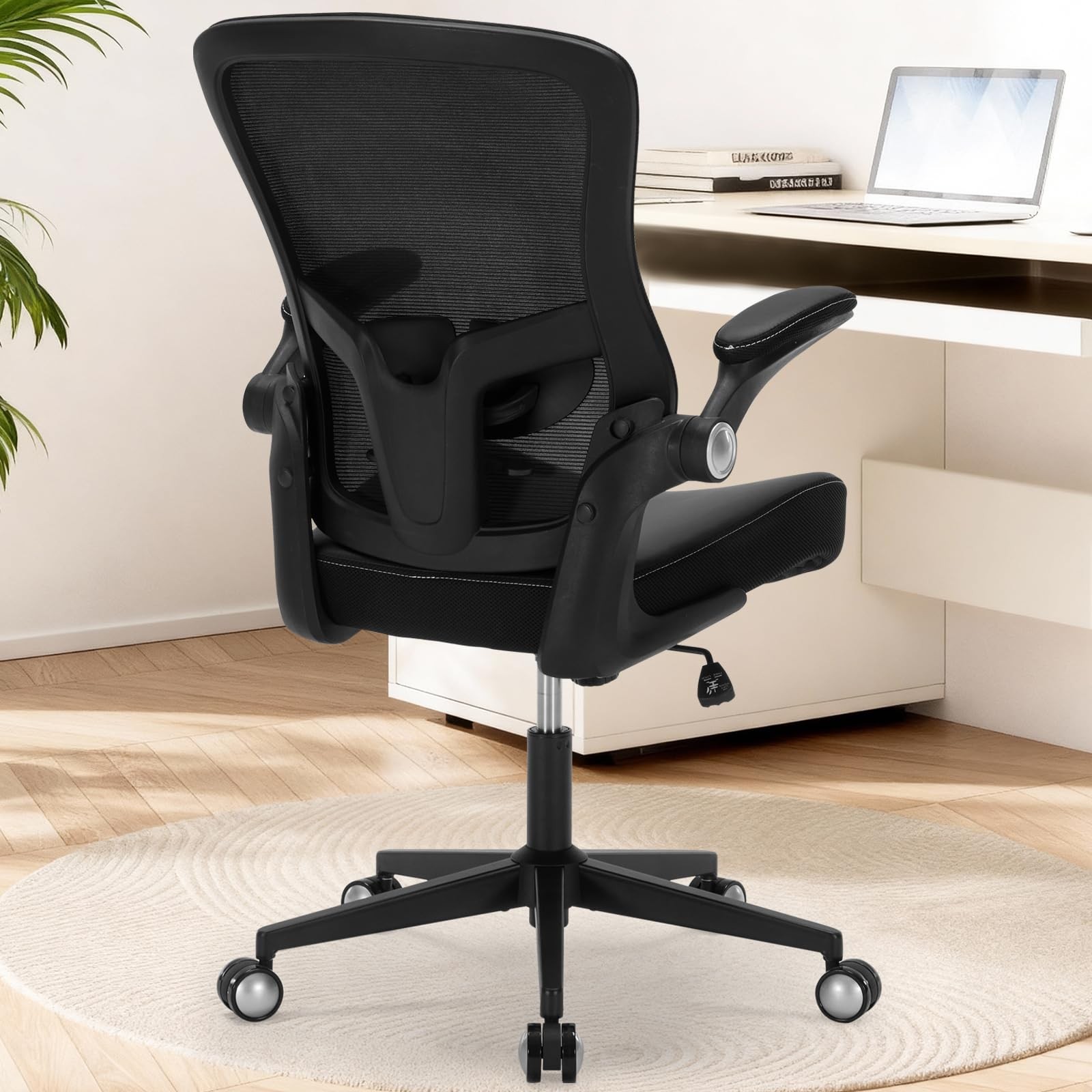 Ergonomic PU Leather Office Chair, 400lbs Weight Capacity, Breathable Mesh Ba...