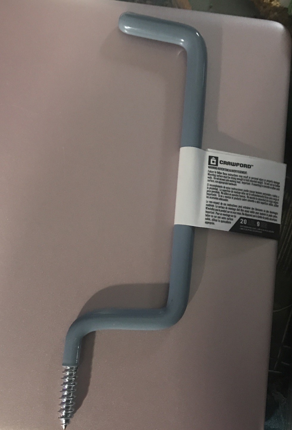 Crawford 7.66”L Vinyl Coated Gray Steel Storage Hook 20 lb. capacity Lot Of 25