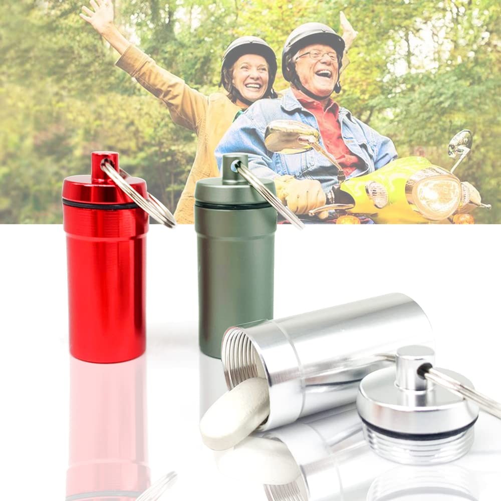 3 Packs Waterproof Aluminum Pill Fob Container, Nitro Bottle Holder Nitroglyc...