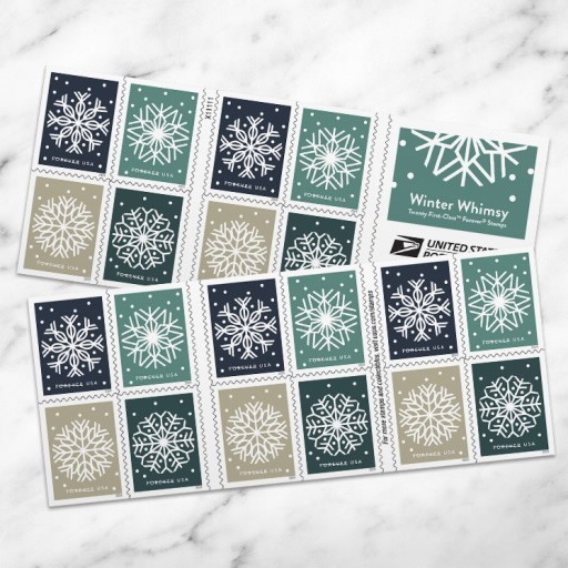 Assorted winter holiday  designs - 20 per sheet