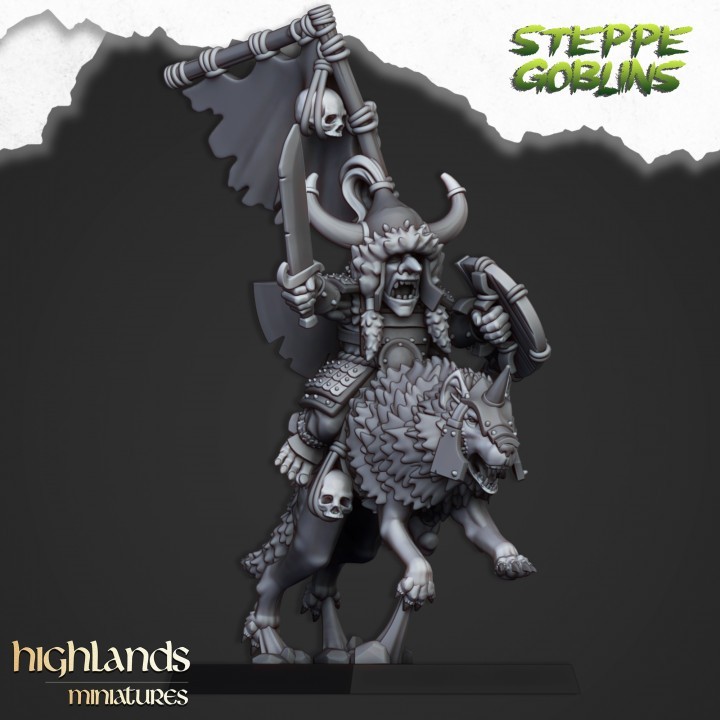 Steppe Goblins - Goblin Khan on wolf - Highland Miniatures 28mm