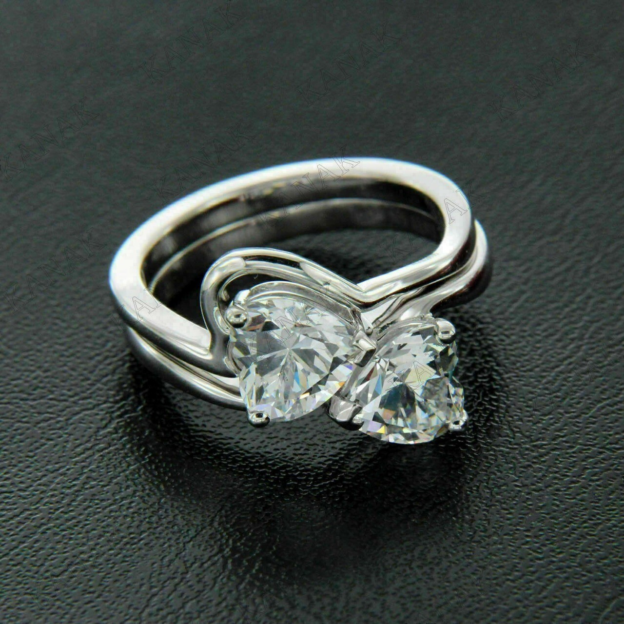2.80 Ct Heart Cut Lab-Created White Diamond Wedding Ring Set 925 Sterling Silver