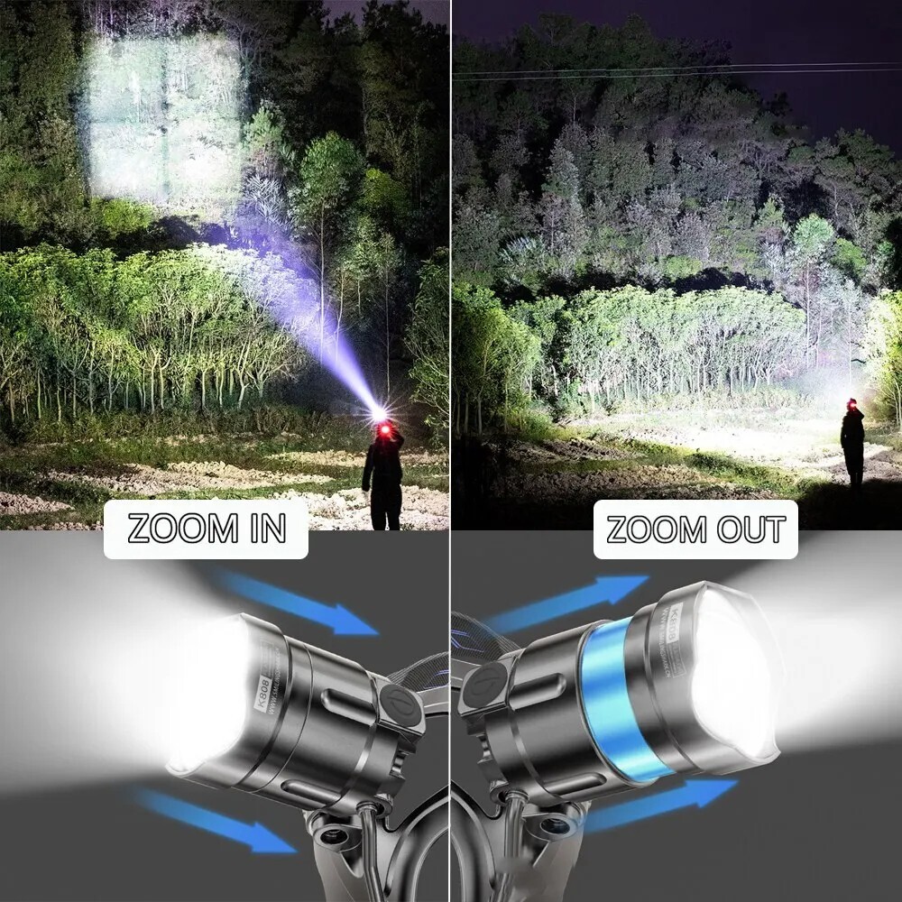 Headlamp LED Rechargeable Super Bright Headlight Torch Flashlight Head USB Lamp