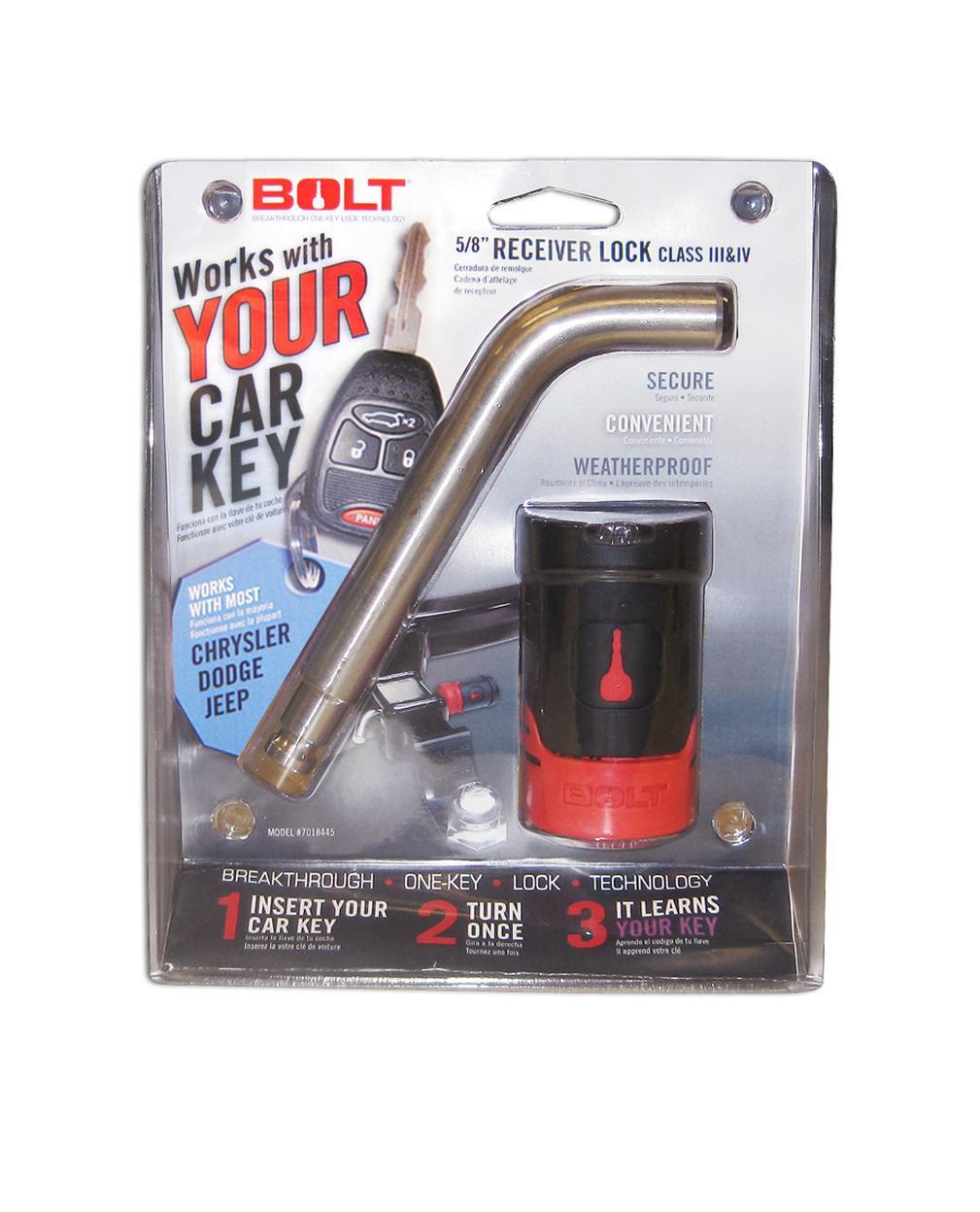 BOLT 5/8IN. RECEIVER LOCK Fits Chrysler DODGE/JEEP*BOLT 5/8In. Receiver Lock Chr