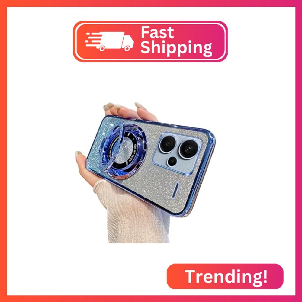 GYHOYA Sparkle Cute Stand Case for Xiaomi Redmi Note 13 Pro+ Plus 5G, Slim Clear