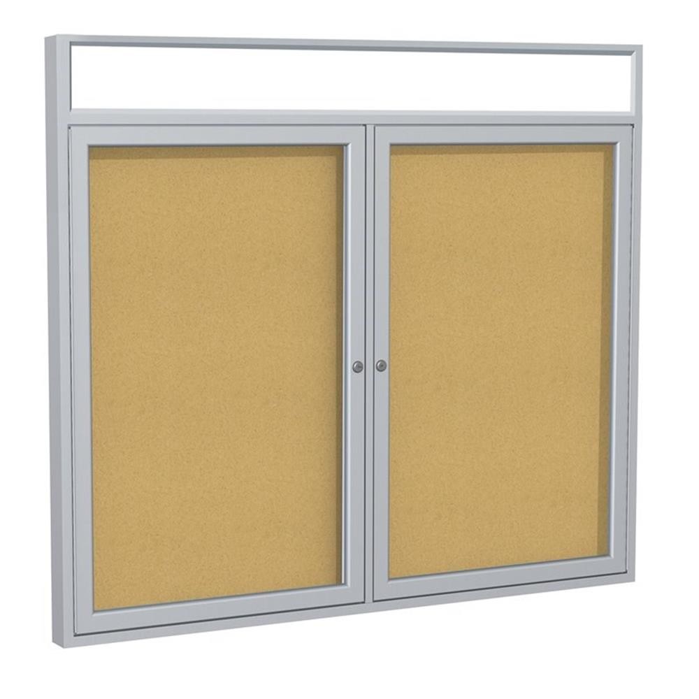 Ghent's Wood 36" x 60" 2 Door Enclosed Headliner Bulletin Board in Natural