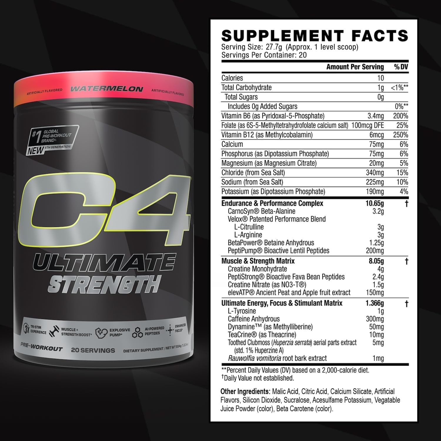 Cellucor C4 Ultimate Strength Pre Workout Powder - Tri-Stim Experience 300mg