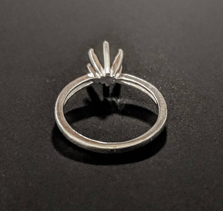 4 mm Round 6 Prong Ring, Solid Sterling Silver, Pre-Notched Size 5.5