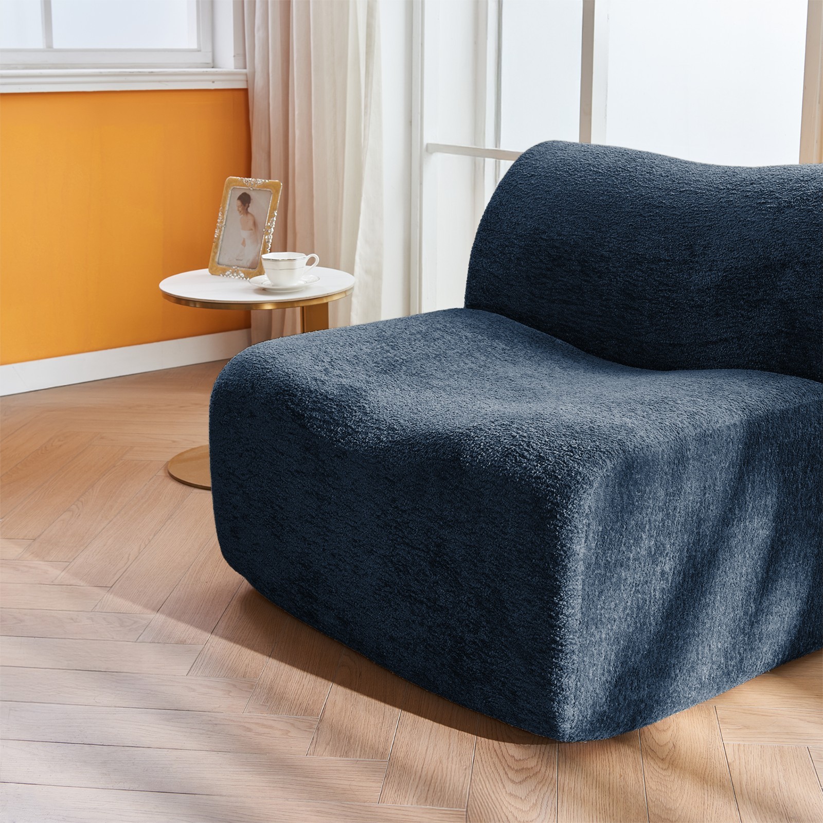 Space-Saving Single Foam Sofa Chair with Footrest & Pillow