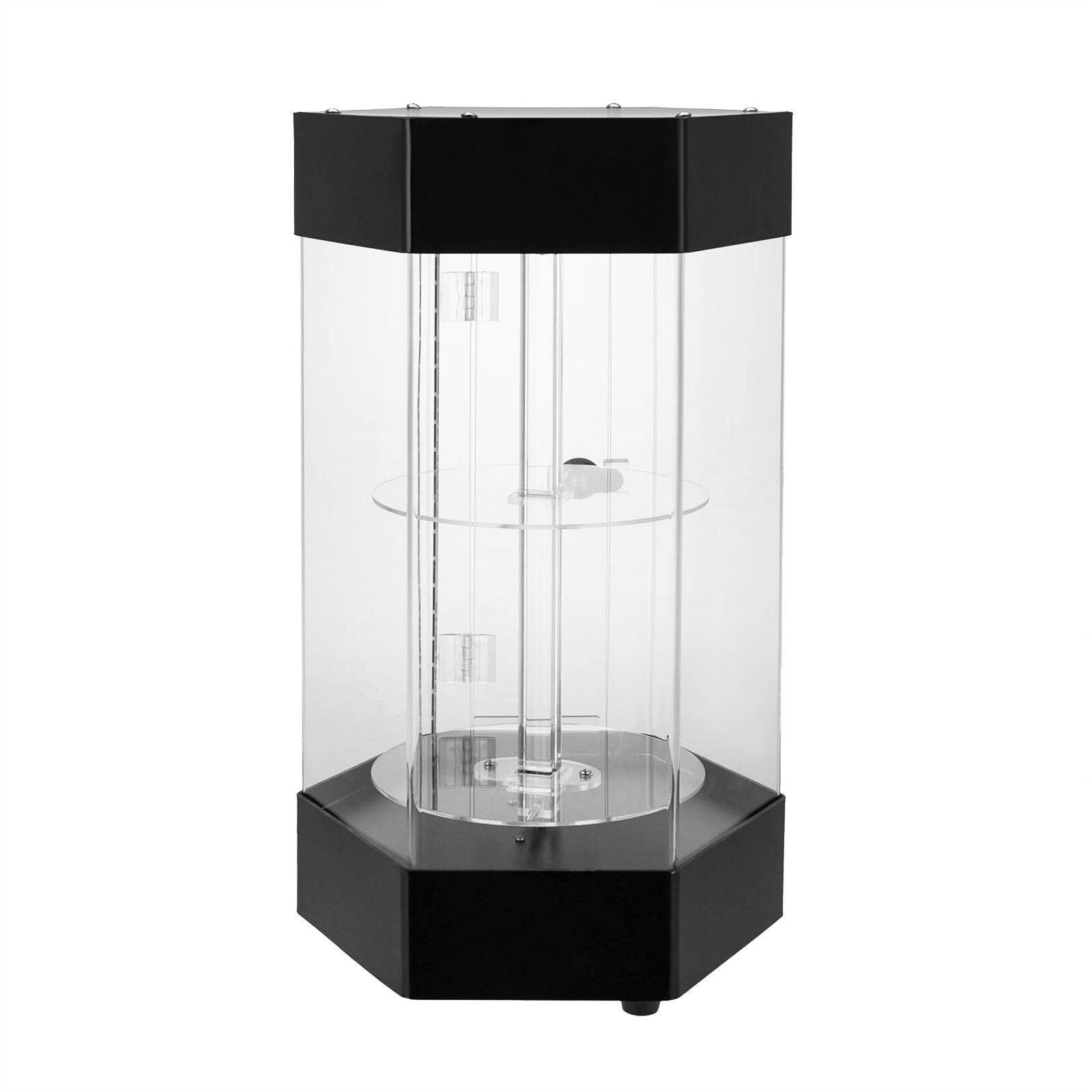 Hexagonal Display Case Electric Rotating Clear Display Case W/ 2 LED Lighting US