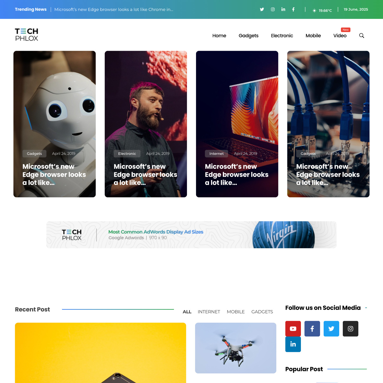 Tech Magazine Website Design with Free VPS Web Hosting and Installation