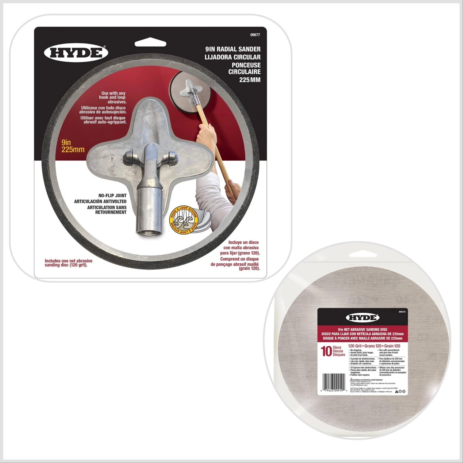 Hyde 09977 Radial Sander 9977 and 09919 9 in sanding disk