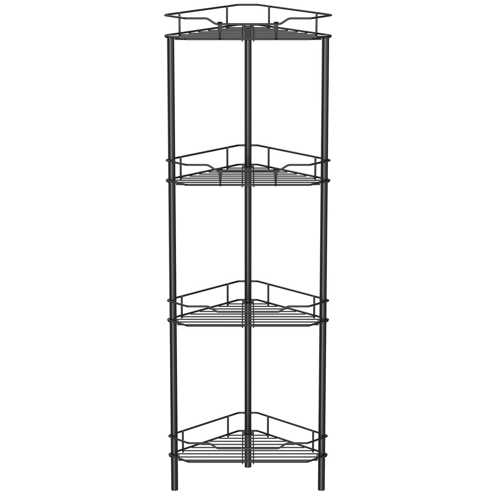 HuggieGems 4 Tier Floor Standing Corner Shower Caddy Organizer 4 Tier, Black