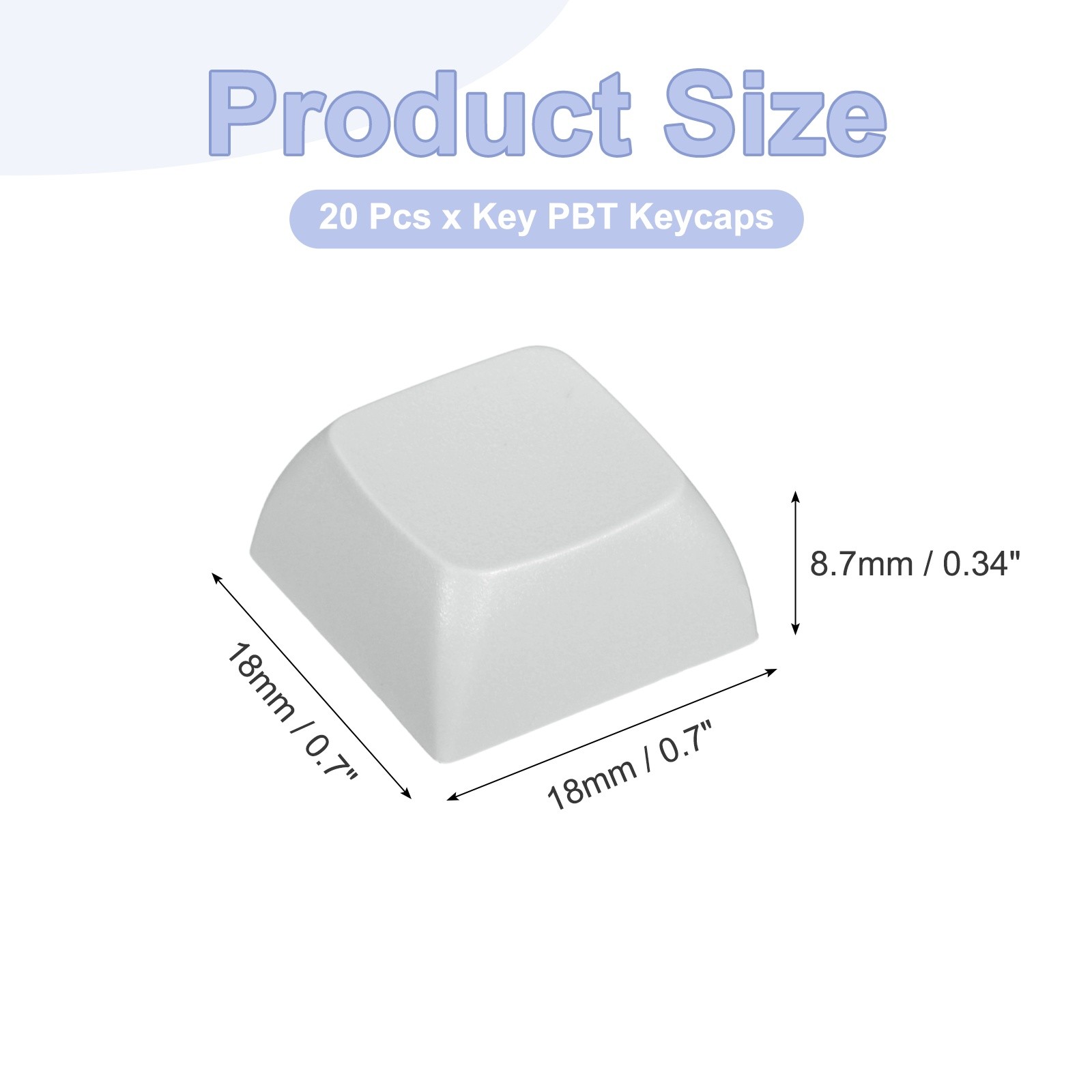 20Pcs PBT Keycap Set Mechanical Numeric Keypads for Keyboard, Light Gray