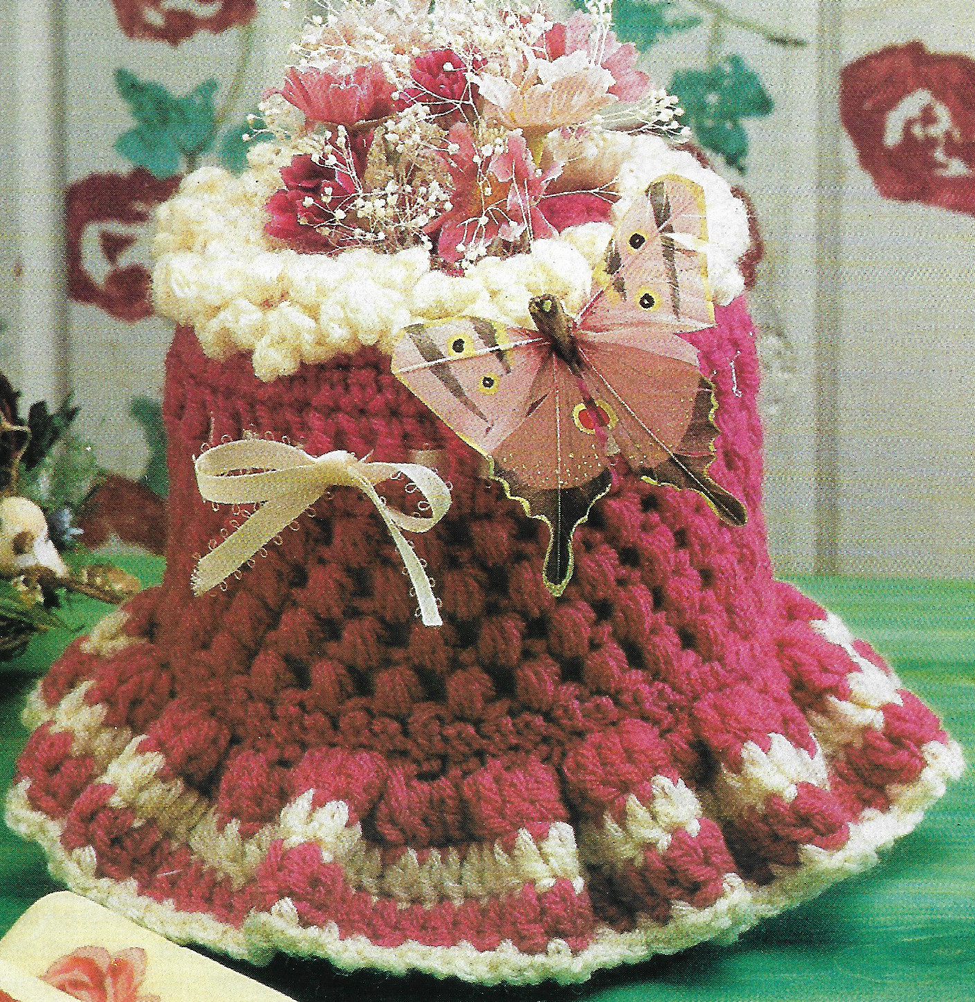 Rose Tissue Roll Cover crochet pattern instructions