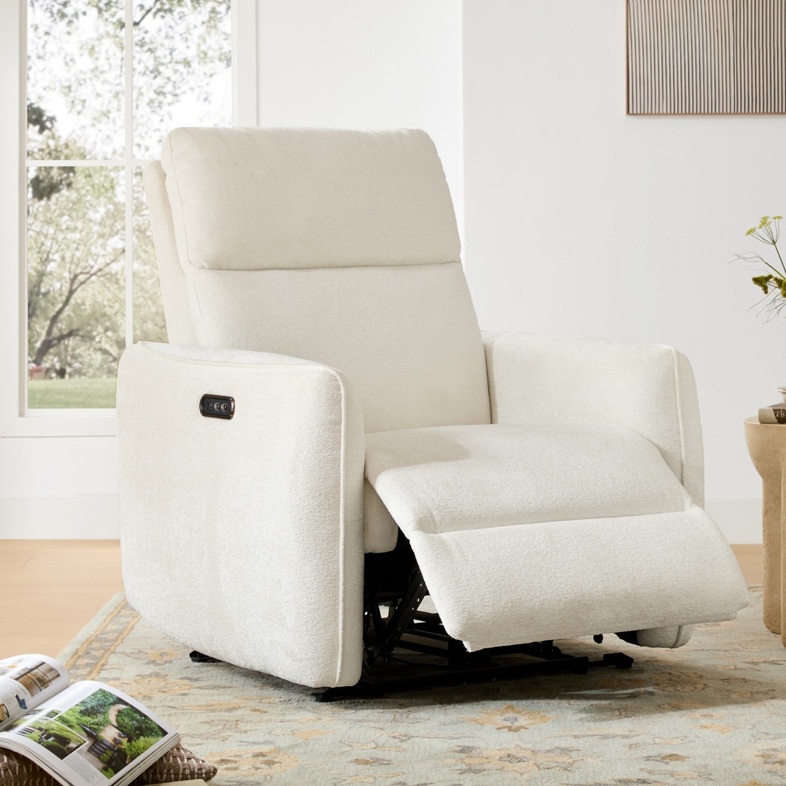 CHITA Lay Flat Recliner Chair with Power Headrest Fabric Upholstered Recliner