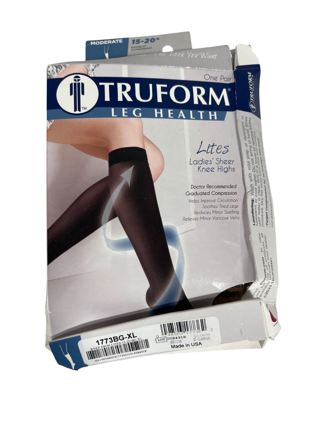 Truform Lites Sheer Stockings Knee High : 15-20 MmHg XL BEIGE (1773BG-XL)
