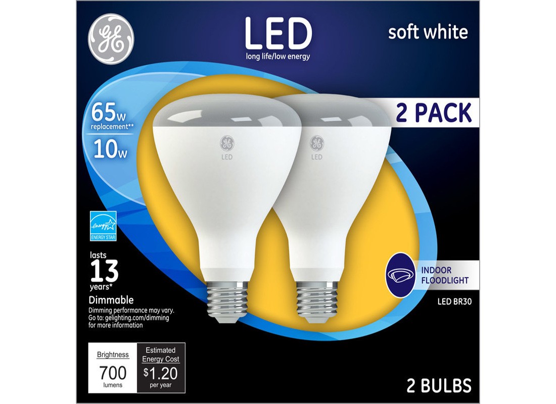 LED Floodlight Bulb BR30 E26 (Medium) Soft White 65 Watt Equivalence Frosted Pai