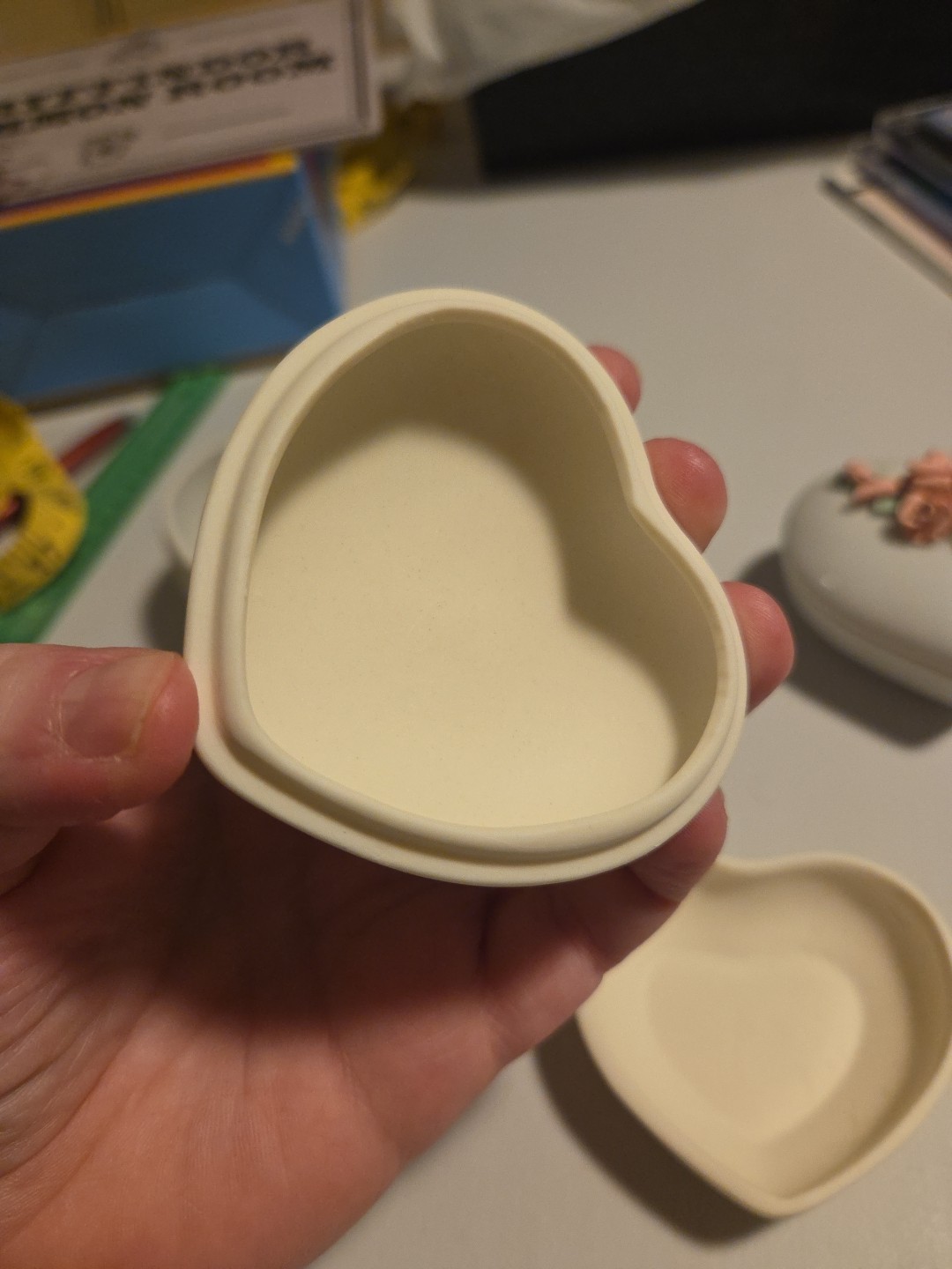 Three Heart Trinket Boxes 3D Flowers