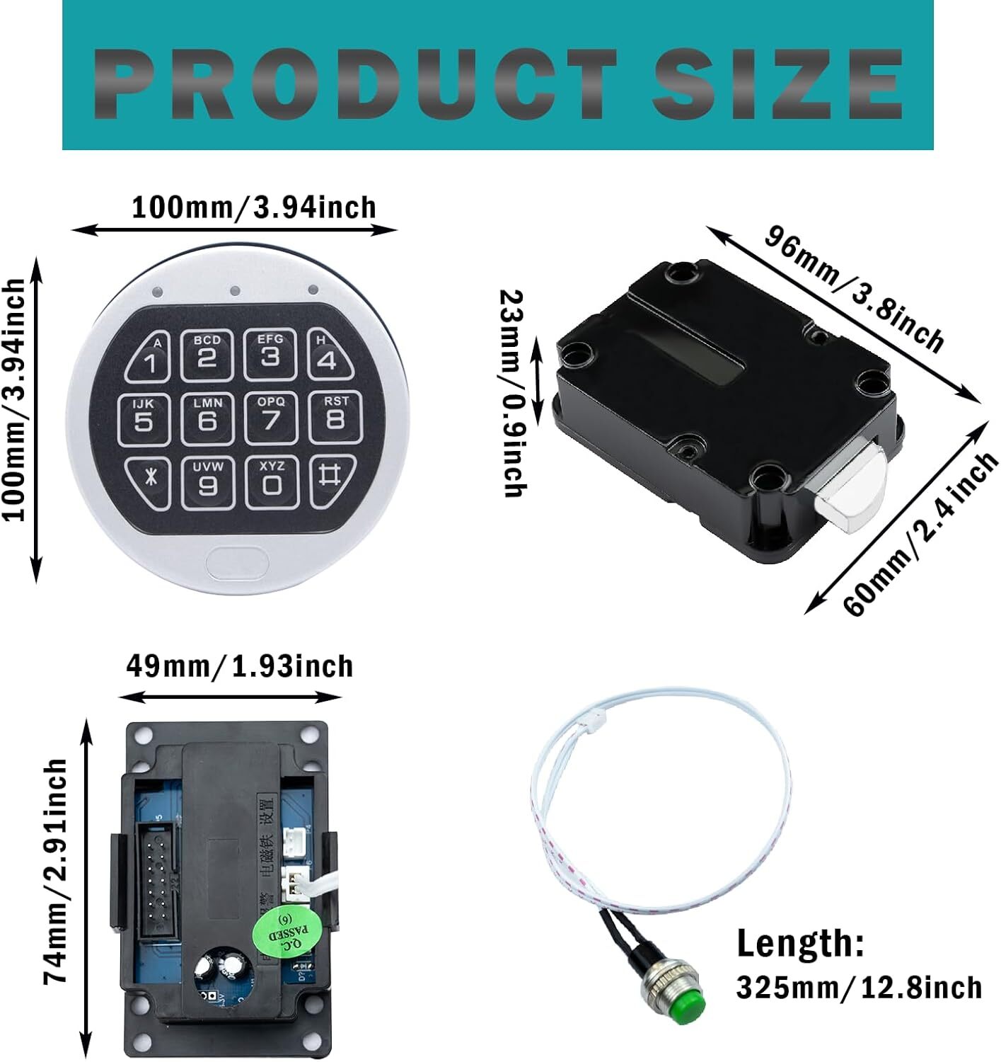 Gun Safe Lock Replacement Chrome Keypad Electronic Safe Lock Swing Bolt Lock