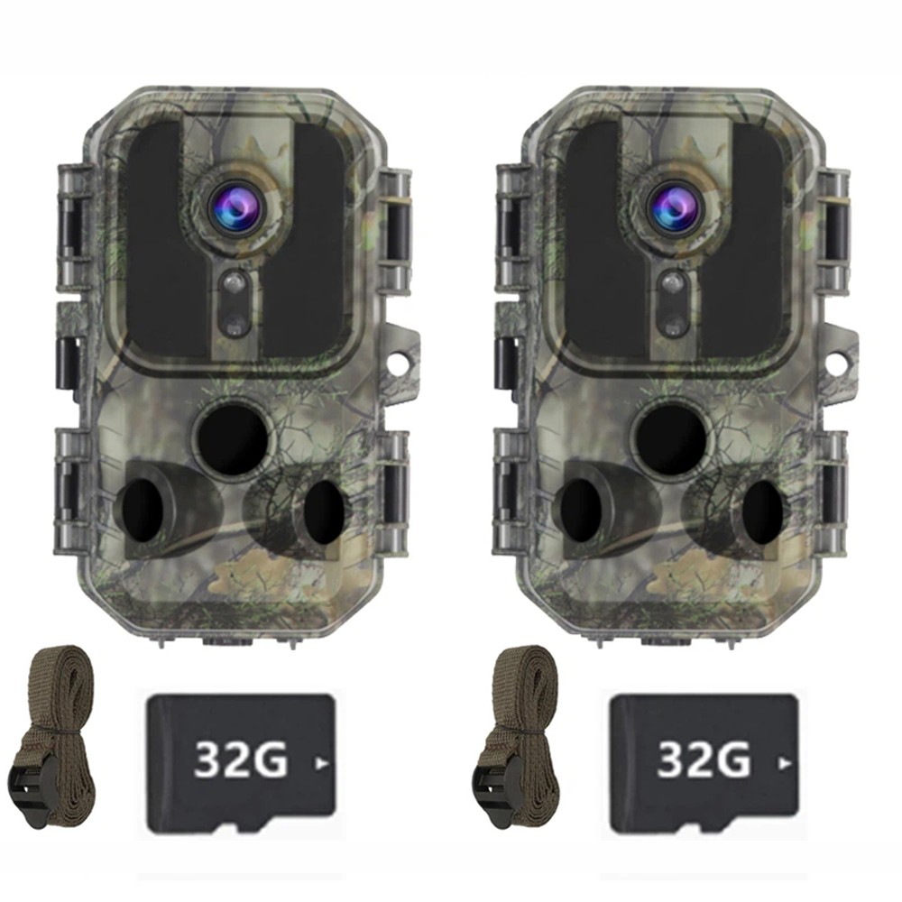 2PK 24MP 2.5K Hunting Game Trail Camera IP65 Wildlife Cam Night Vision+32GB Card