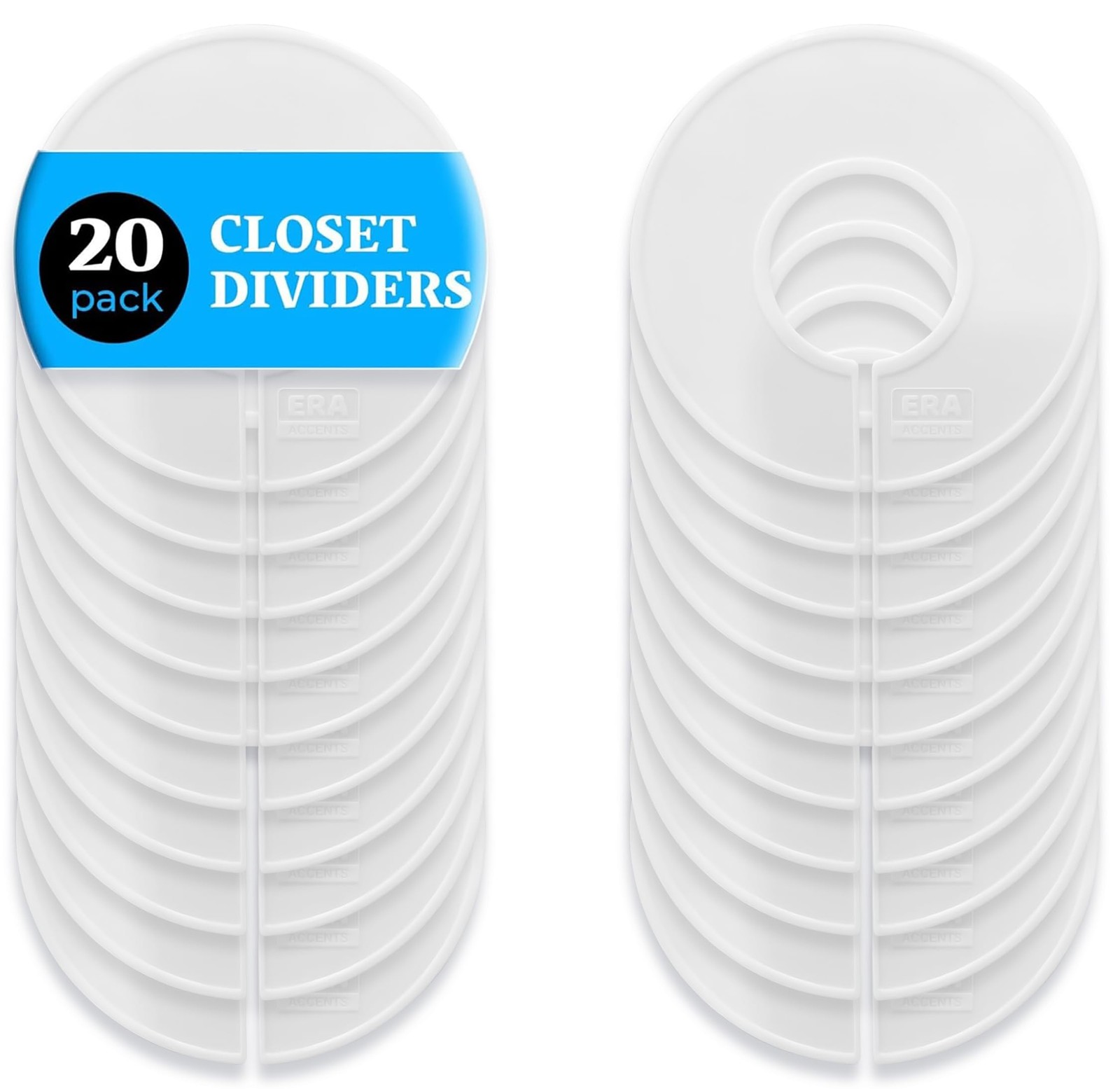 20 White Closet Dividers for Hanging Clothes – Clothing Size Rack Dividers an...