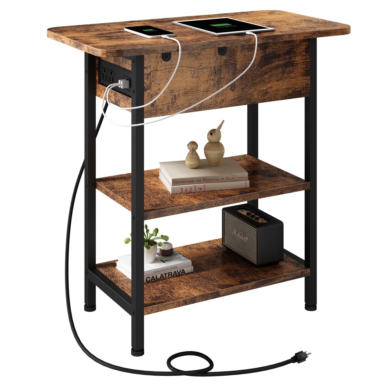 Charge Your Phone While You Sleep - Flip Top Nightstand with USB