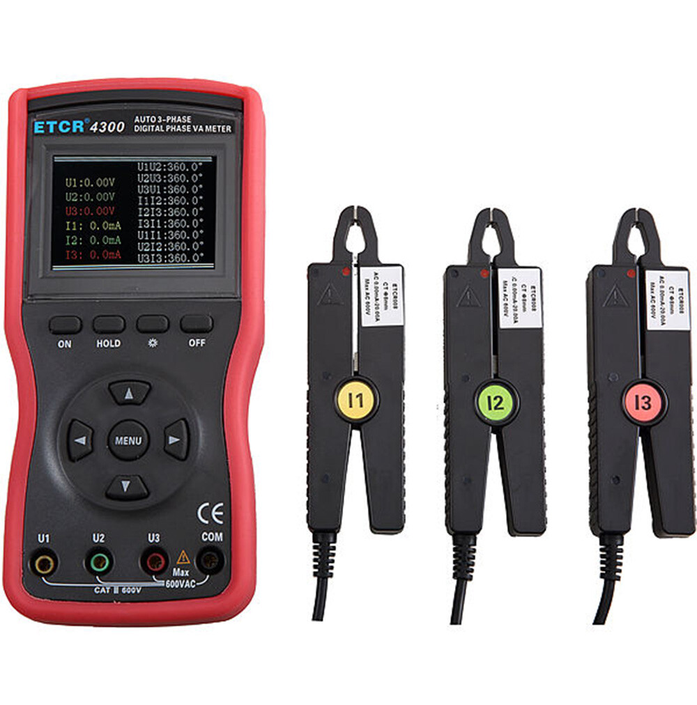 Auto Three phase Digital Phase Voltmeter AC Current Voltage Tester RS232 Port